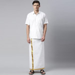 Men White Solid Cotton Dhoti